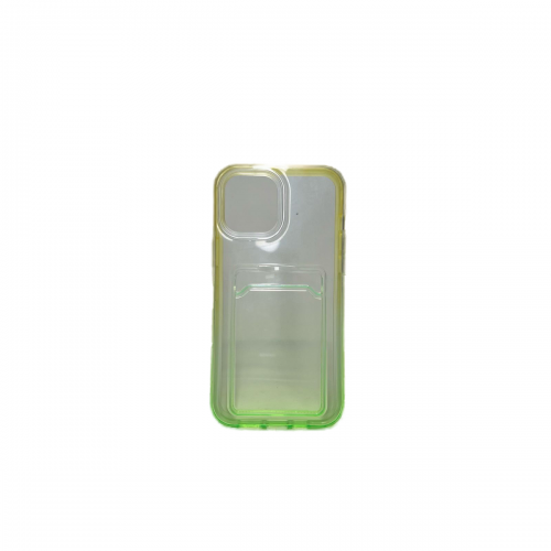 Capa Degradê com Porta Cartão Amarela e Verde Iphone 14 Plus