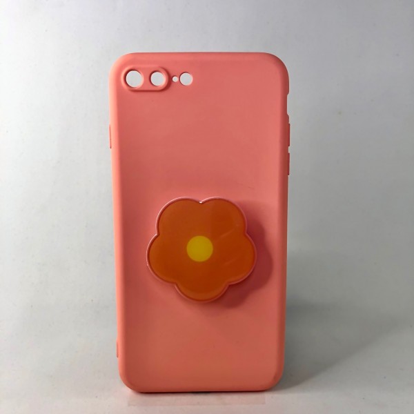 Capa Rosa com PopSuporte flor - Iphone 7/8 plus