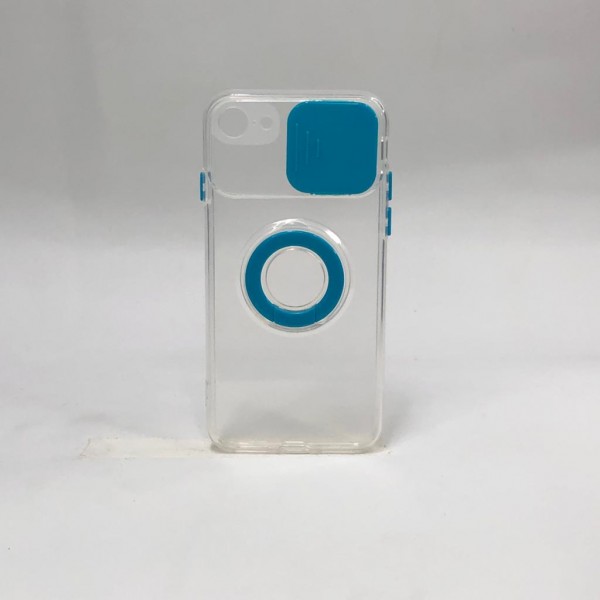 Capa Transparente Com Protetor de câmera Azul - Iphone 7/8/Se