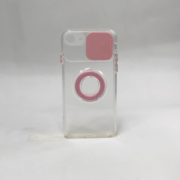 Capa Transparente Com Protetor de câmera Rosa  - Iphone 7/8/Se