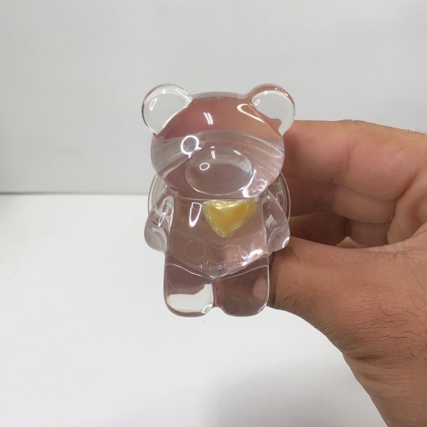 PopSuporte Urso Transparente com coração amarelo 